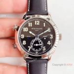 (GR ) Swiss Patek Philippe Calatrava Pilot Travel Time 5524 Replica Watch SS Black Dial